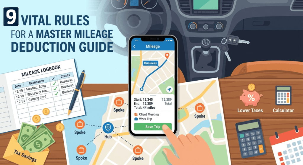 freelancer tracking business mileage expenses on smartphone