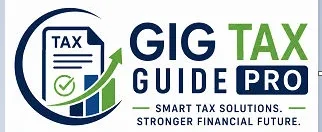 Gig Tax Guide Pro logo with tax document, financial growth chart, and business finance branding.